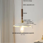 Ceramic Walnut Wood Pendant Light Fixture - Adjustable LED Lamparas for Study Aisle
