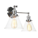 Retro LED Wall Light with Pull Chain Switch, 2 Heads Sconce for Living Room