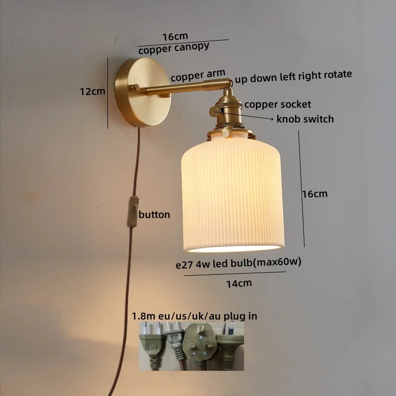 Nordic LED Wall Sconce Pull Chain Switch | Modern Bedroom Living Room Stair Light Fixtures
