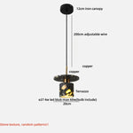 Black Terrazzo Stone LED Pendant Lamp Modern Nordic Hanging Lights