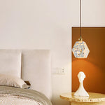 Afralia™ Terrazzo Stone LED Pendant Light - Brown Wood Wabi Sabi Decor