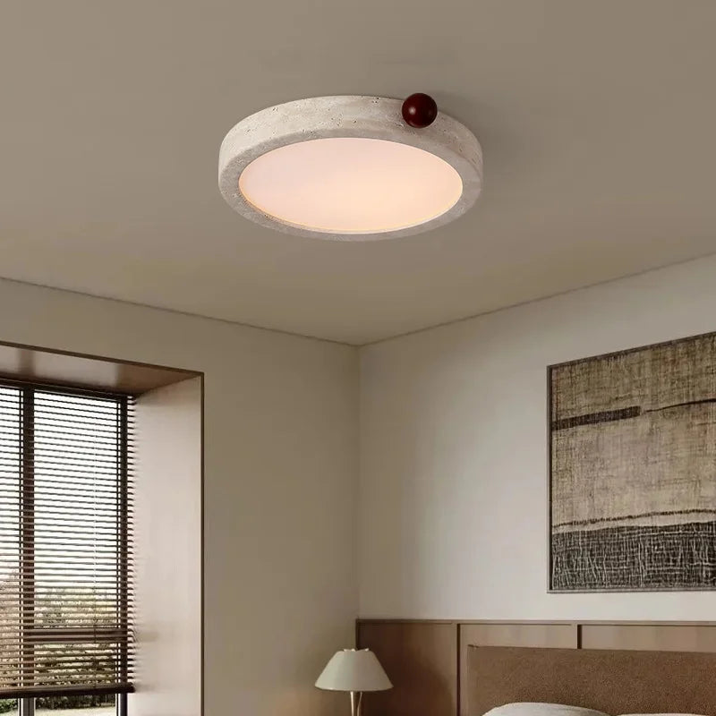 Modern Wood Stone LED Ceiling Light for Bedroom Living Room