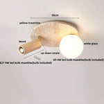 Afralia™ Rotatable LED Ceiling Lamp Glass Yellow Travertine Wood Modern PlafondLamp