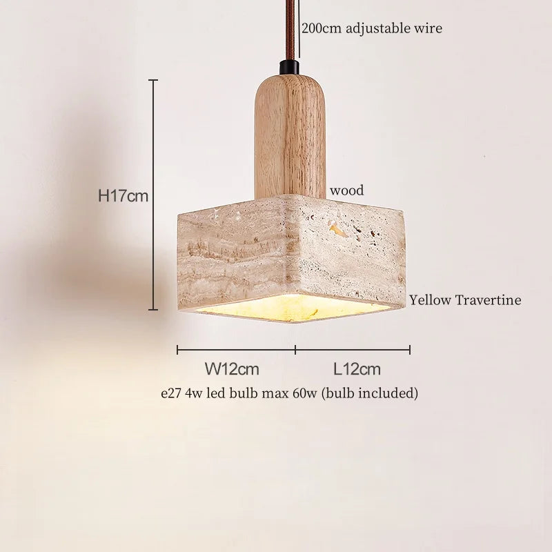 Afralia™ Yellow Travertine LED Pendant Lamp for Modern Living Room Decor