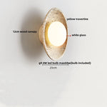 Wood White Glass LED Wall Sconce Yellow Travertine Mirror Light
