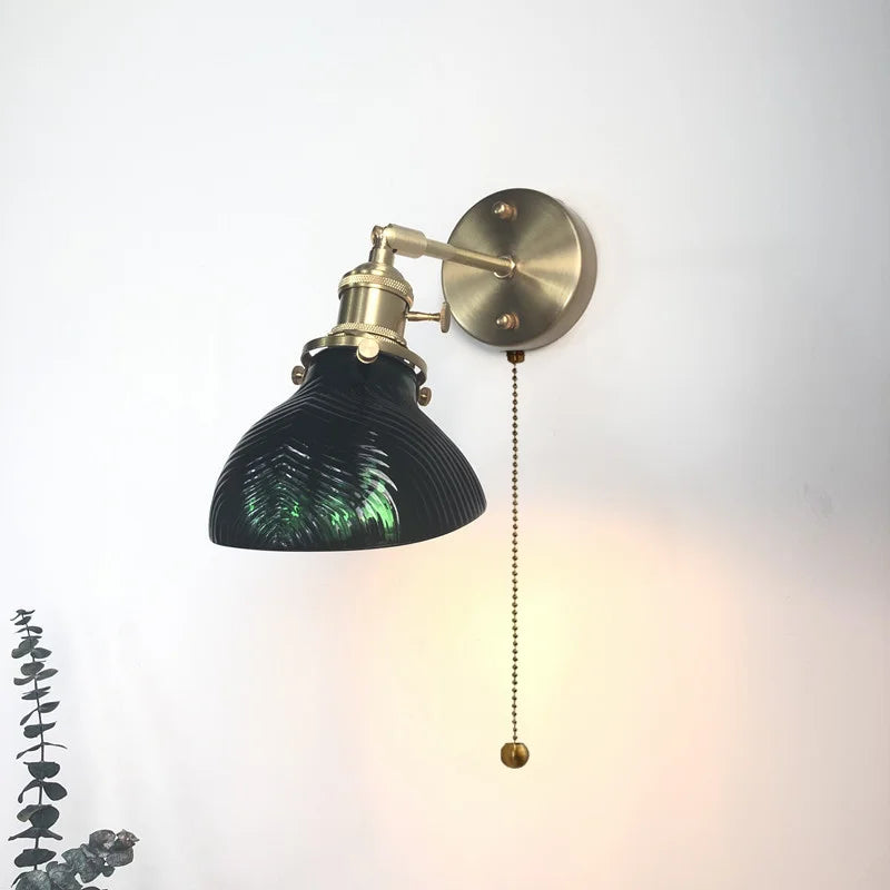 Green Glass Copper LED Wall Lamp Sconce Modern Nordic Design