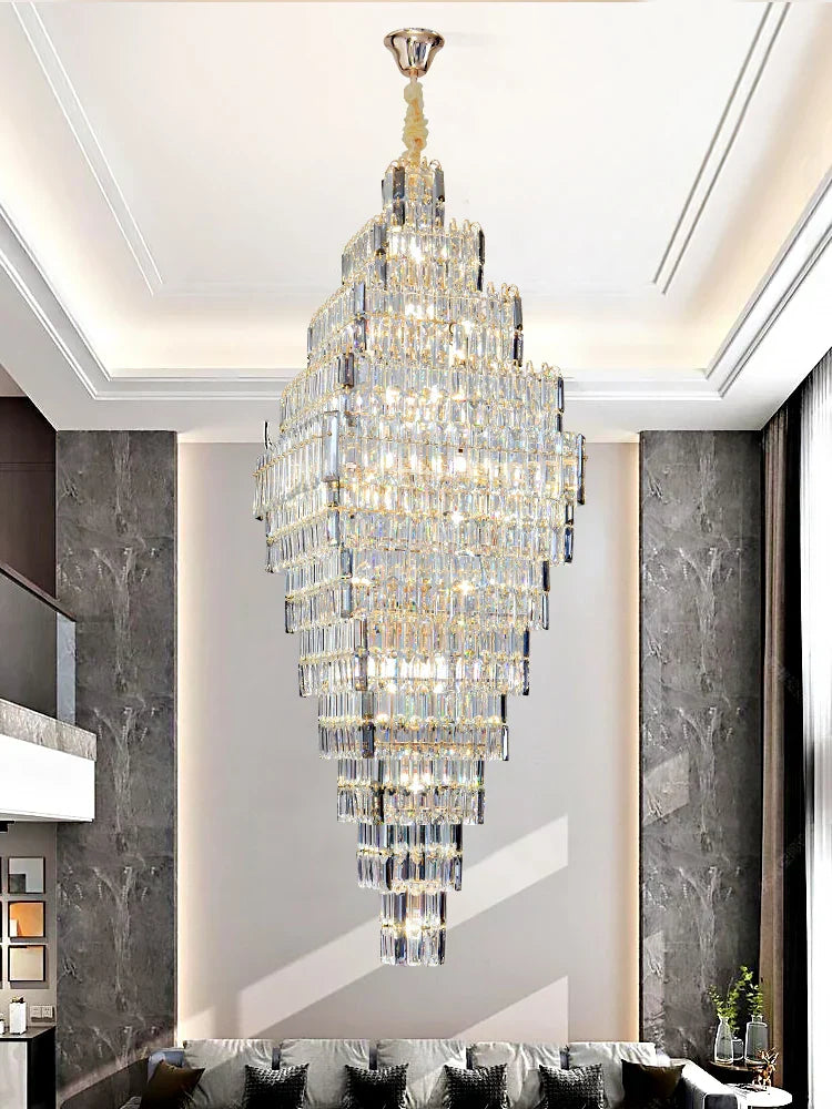 AFRALIA Crystal Large Chandelier for Villa Duplex Loft Stairs Living Room Hall.