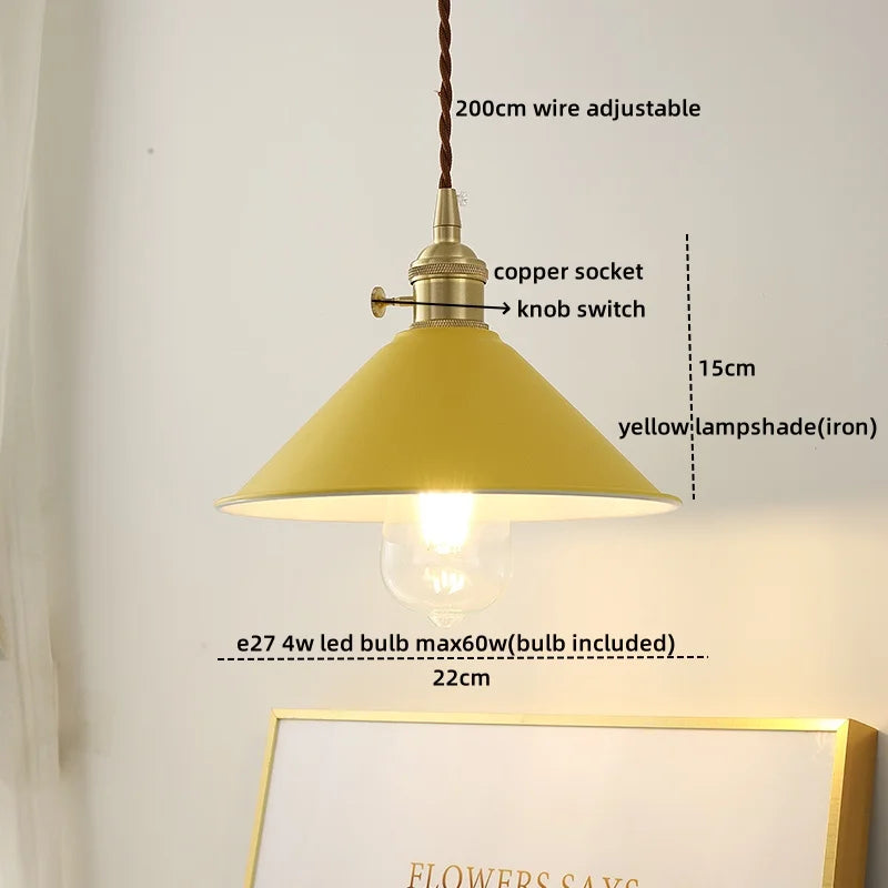 Copper Glass LED Pendant Lights Modern Hanging Lamp for Bar Bedroom Living Room