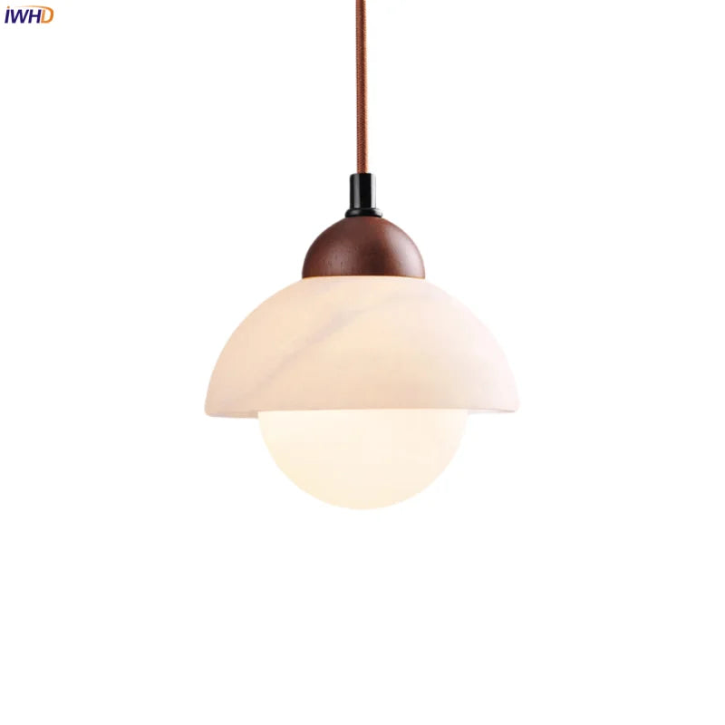 Cream Marble LED Pendant Light: Modern Nordic Hanging Lamp for Living, Bedroom, Kitchen