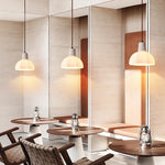 White Glass LED Pendant Lamp for Living Room & Dining Table