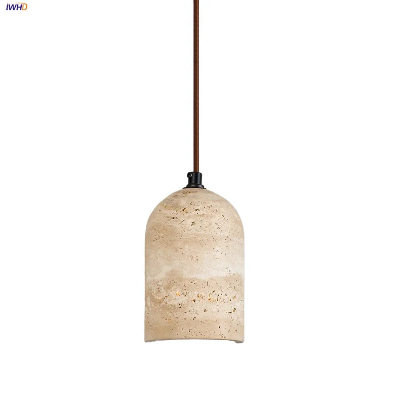 Yellow Travertine LED Pendant Lights: Modern Nordic Hang Lamp for Home Decor