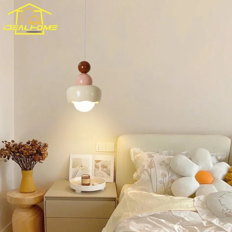 Cream Wind Resin/Glass Pendant Lights: Modern LED E27 Hanging Lamp for Bedroom, Bar, Kids Room