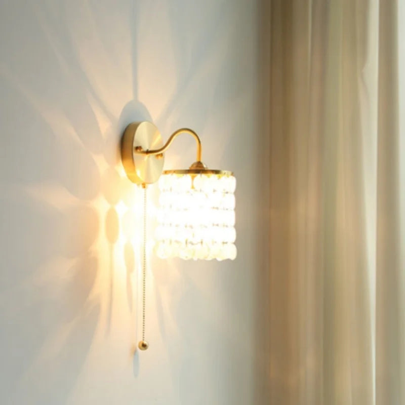 Conch Copper LED Wall Light Fixture with Pull Chain Switch
