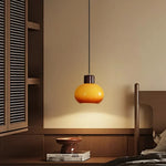 Afralia™ Amber Glass LED Pendant Light for Kitchen Cafe Restaurant Rustic Wood Interior Lighting