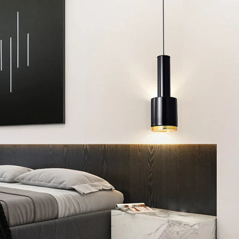Metal LED Pendant Light for Bedroom Living Room, Black/White/Gold Hanging Lamp