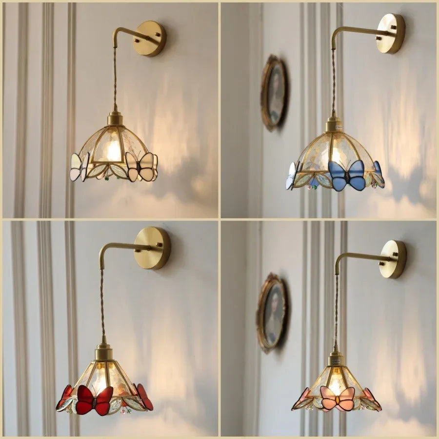 Butterfly Glass LED Wall Lights - Modern Nordic Style Bedside Lamp