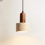 Afralia™ Yellow Travertine Cylinder Stone LED Pendant Lights for Interior Lighting