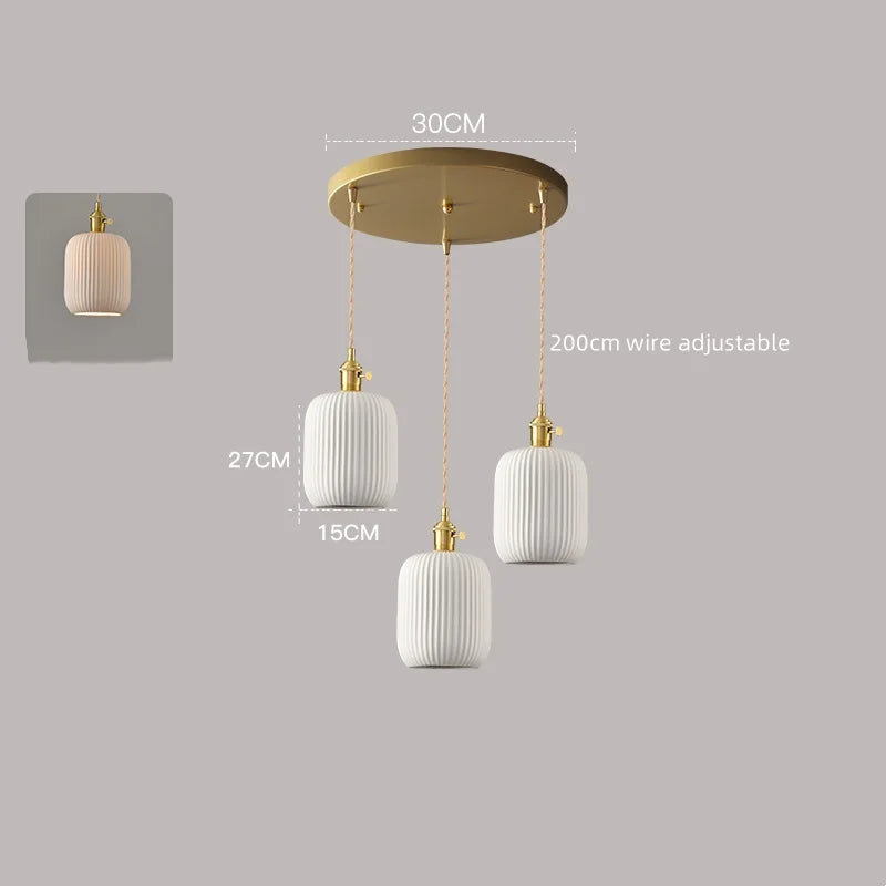White Ceramic LED Pendant Lamp Modern Hanging Light Fixtures