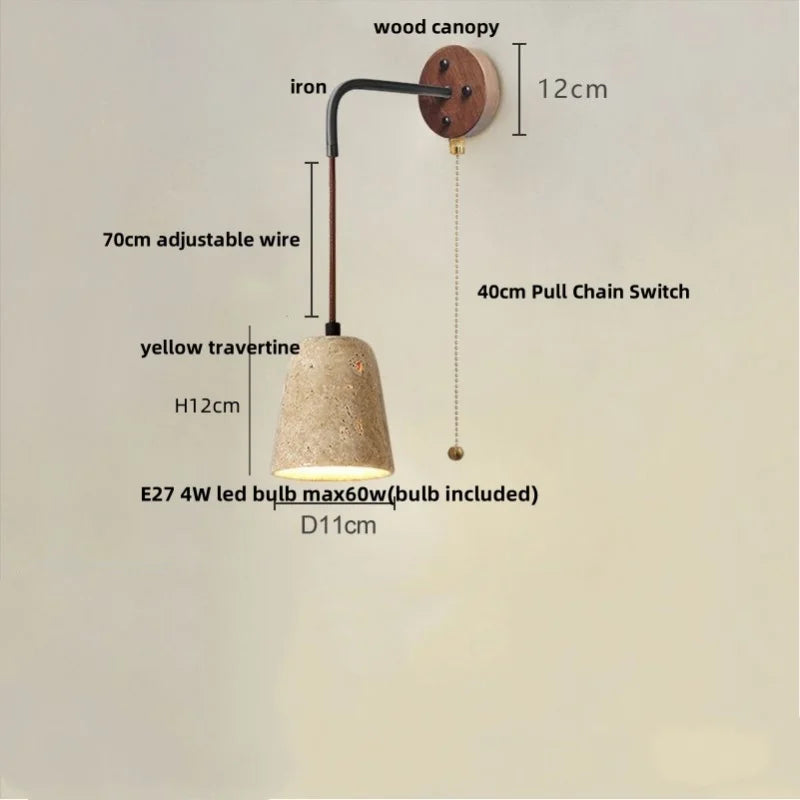 LED Travertine Stone Wall Lamp - Modern Nordic Stair Light