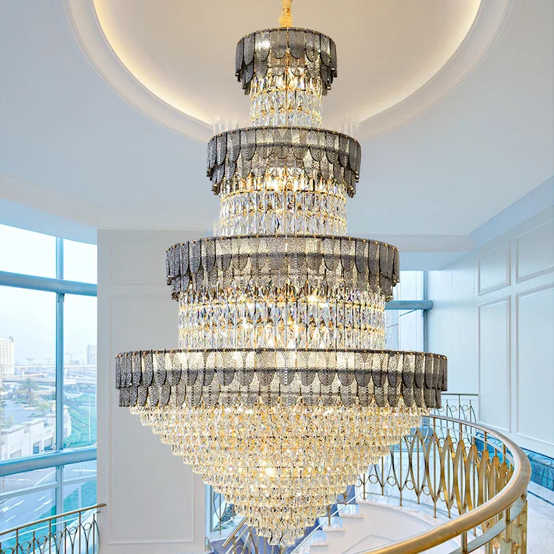European Duplex Villa Crystal Chandelier Loft LED Light