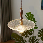 Cullet Glass LED Pendant Lamp with Walnut Copper Design for Living and Dining Room