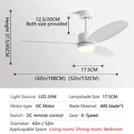 52" Modern DC Ceiling Fan with Remote Control for Home and Restaurant
