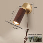 Wood Nordic LED Wall Light - Modern Copper Canopy Bedside Lamp