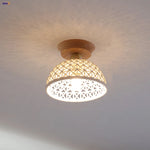 White Ceramic LED Ceiling Lamp Wood Ash Nordic Modern Copper Light