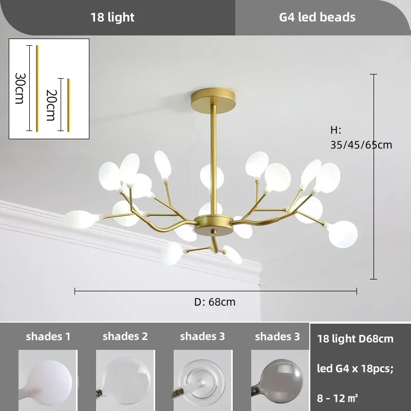 Afralia™ Nordic G4 LED Chandelier: Modern Branch Pendant Light, Gold/Black, Art Decor Lighting