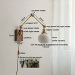 Ceramic Copper Swing Arm LED Wall Lights for Home Decor