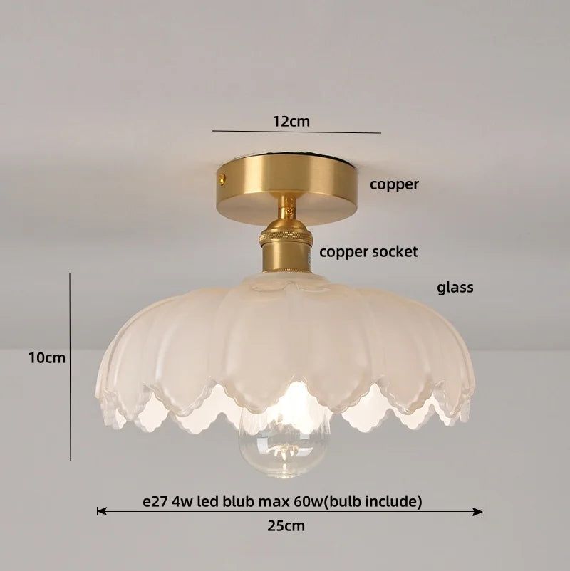 Smoke Gray Glass LED Ceiling Light - Modern Nordic Style