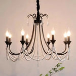 Black E14 Candle Chandelier: French Living Room Pendant Lighting for Home Decor