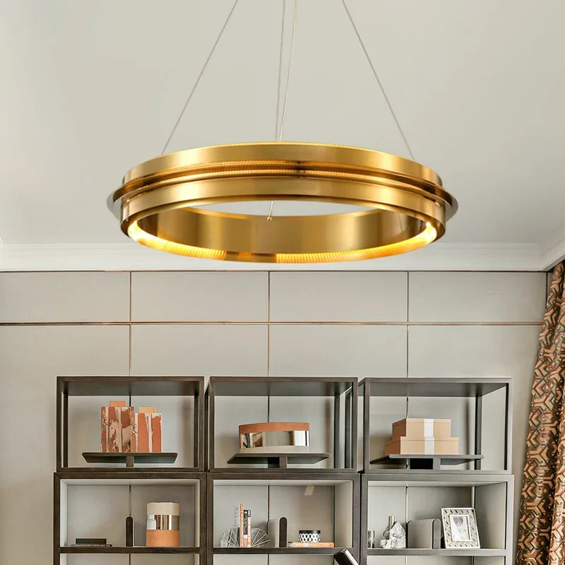 Gold Ring Chandelier: Modern Italian Design for Stylish Living Spaces
