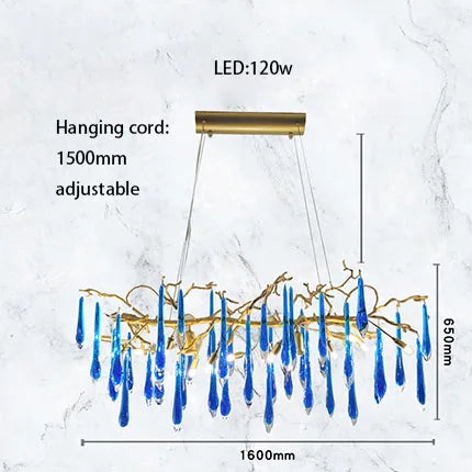 Art Deco Blue Queen Crystal Chandelier for Living Room
