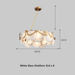 Nordic Gold Iron Pendant Light Disc Chandelier Luxury Glass for Living Room