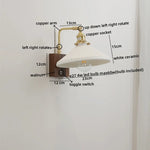 Walnut Ceramic LED Wall Lamp Pull Chain Switch - Modern Bathroom Mirror Light
