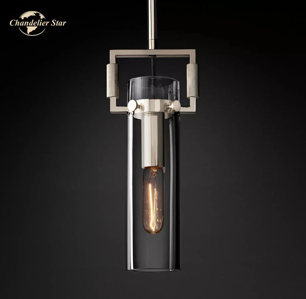 LED Glass Cylinder Pendant Lights - Modern Kitchen Island Chandeliers