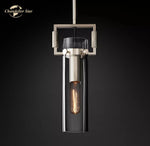 LED Glass Cylinder Pendant Lights - Modern Kitchen Island Chandeliers