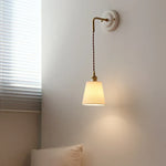 Afralia™ Adjustable LED Wall Sconce Lamp Stripe Ceramic Copper Mirror Bedside