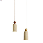 Afralia™ Nordic LED Pendant Light Yellow Travertine Adjustable Wood Hang Lamp