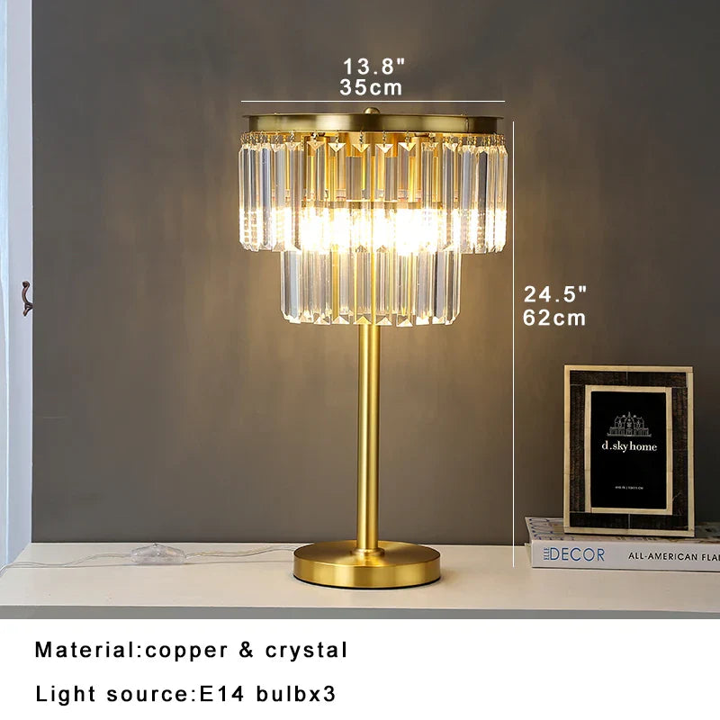 All Brass Crystal Floor Lamp Gold Luxury Decor Living Room Lighting
