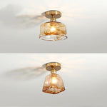 Amber Glass LED Ceiling Lights Modern Home Lighting Copper Socket