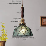 Brass Vintage LED Pendant Light Fixture Walnut Wood Glass Dining Room Lights