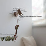 Walnut Wood LED Wall Light with Pull Chain Switch & Clear Glass Sconce