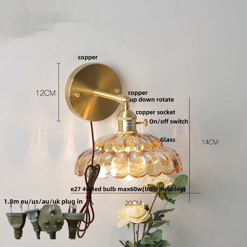 Clear Glass LED Wall Light with Pull Chain Switch