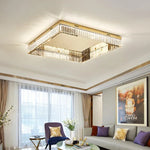 Afralia™ Crystal LED Dimmable Ceiling Lights: Modern Square Steel Fixture for Living Room