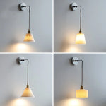 Ceramic LED Wall Sconce Pull Chain Switch Bedside Lamp White Nordic Modern Fixtures