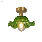 Green Flower Glass LED Ceiling Light Fixture - Nordic Modern Design