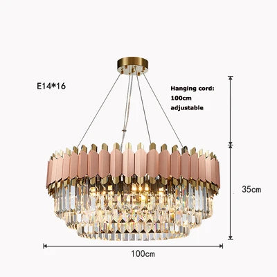 Art Deco Golden Crystal Chandelier LED Hanging Lamp