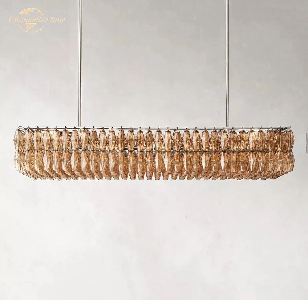 Chiara Smoke Glass Linear Chandelier for Dining & Living Room
